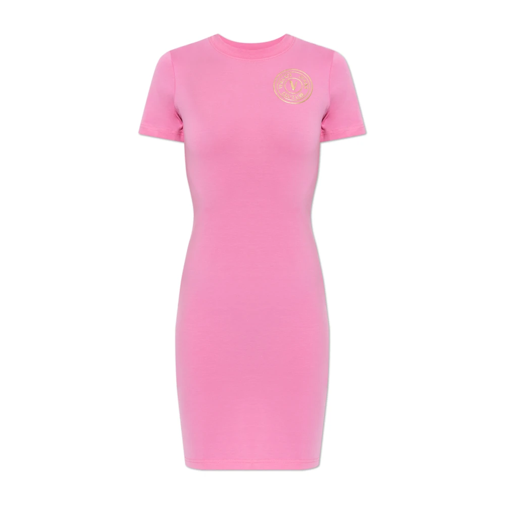Versace Jeans Couture Femme Rose Robes, Taille: 38 Fr Robe Avec Logo Imprimé