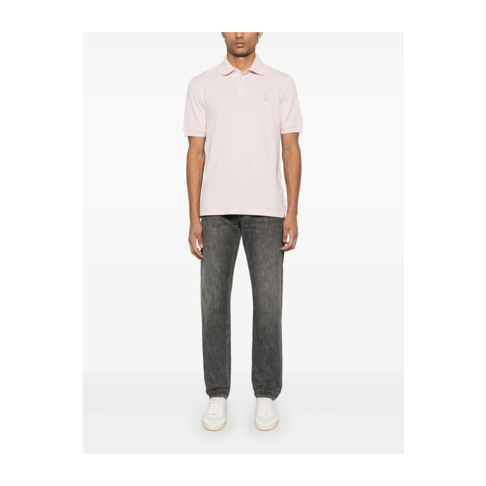 BRUNELLO CUCINELLI Roze Polo met Heraldiek Logo Pink Heren