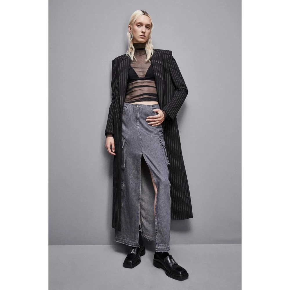 PATRIZIA PEPE Cargo Lange Denim Rok Gray Dames
