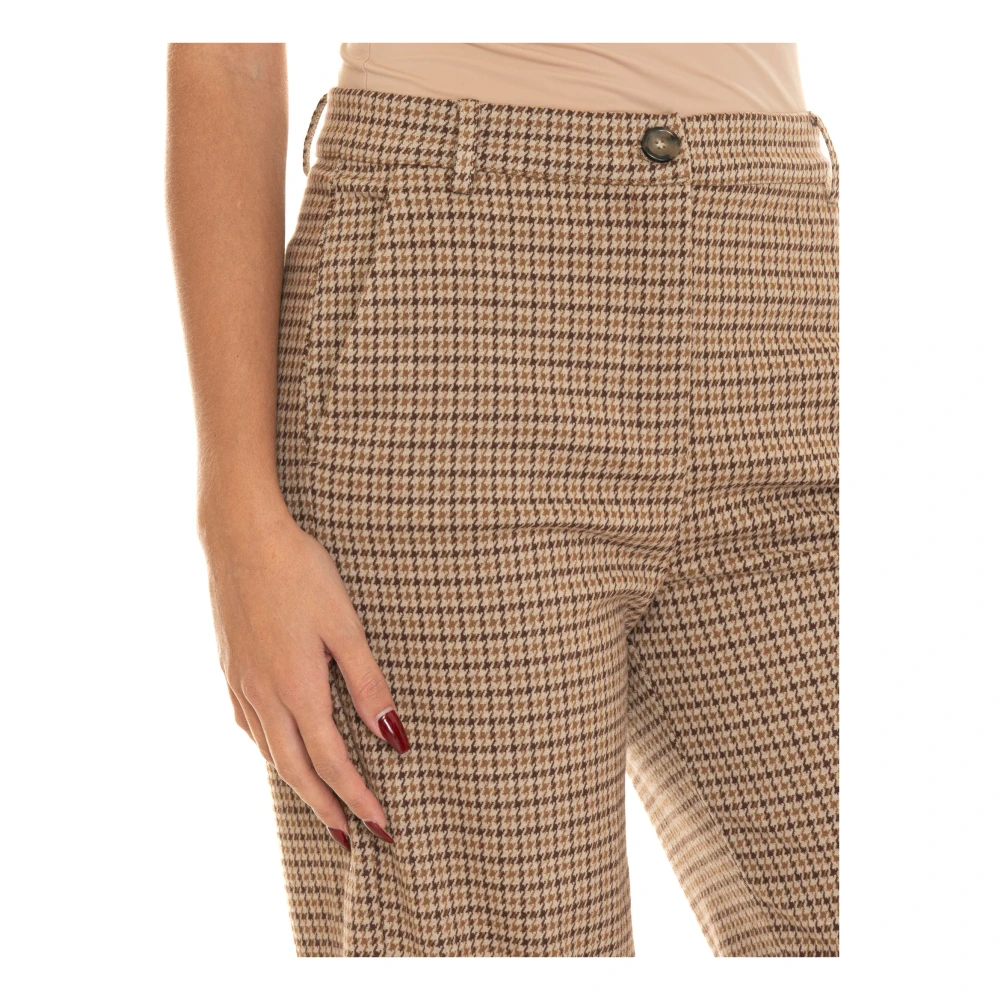 Max Mara Weekend Flanellen Palazzo Broek met Amerikaanse Zak Beige Dames