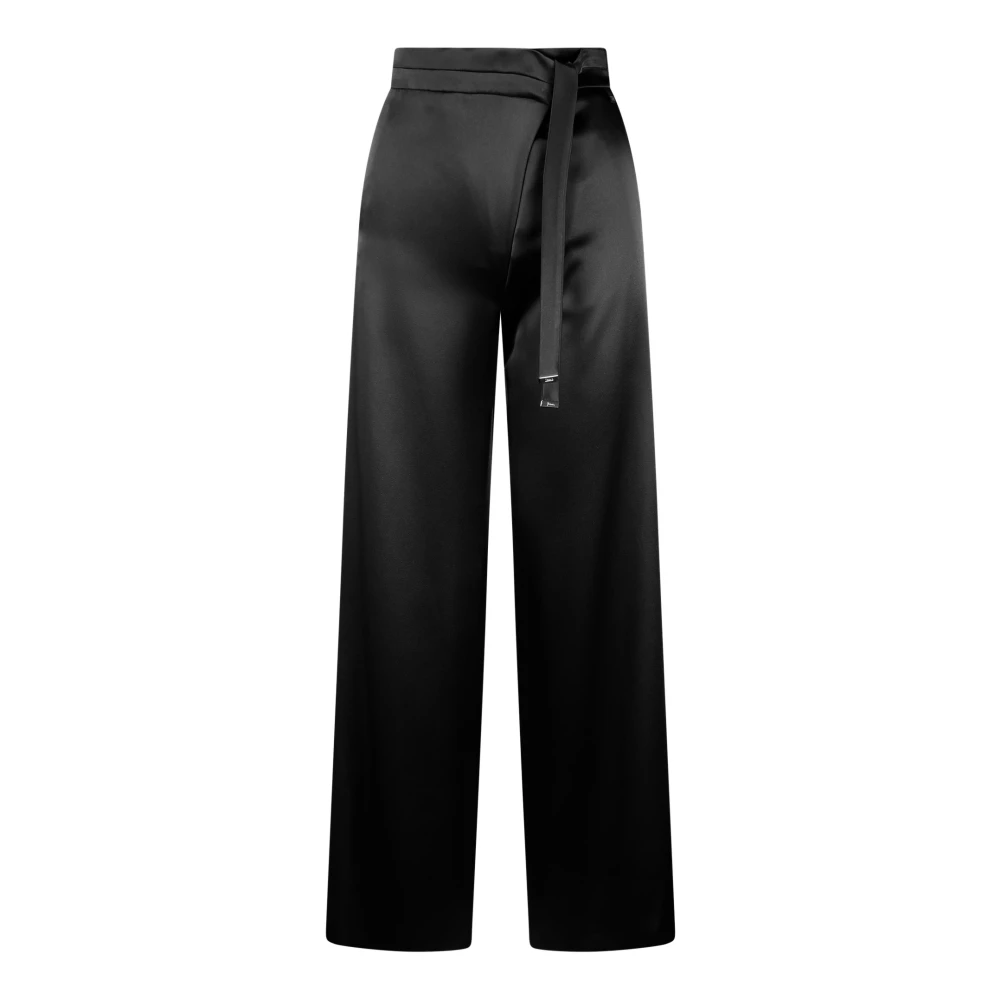 Herno Satin Wide Leg Wrap Broek Black Dames