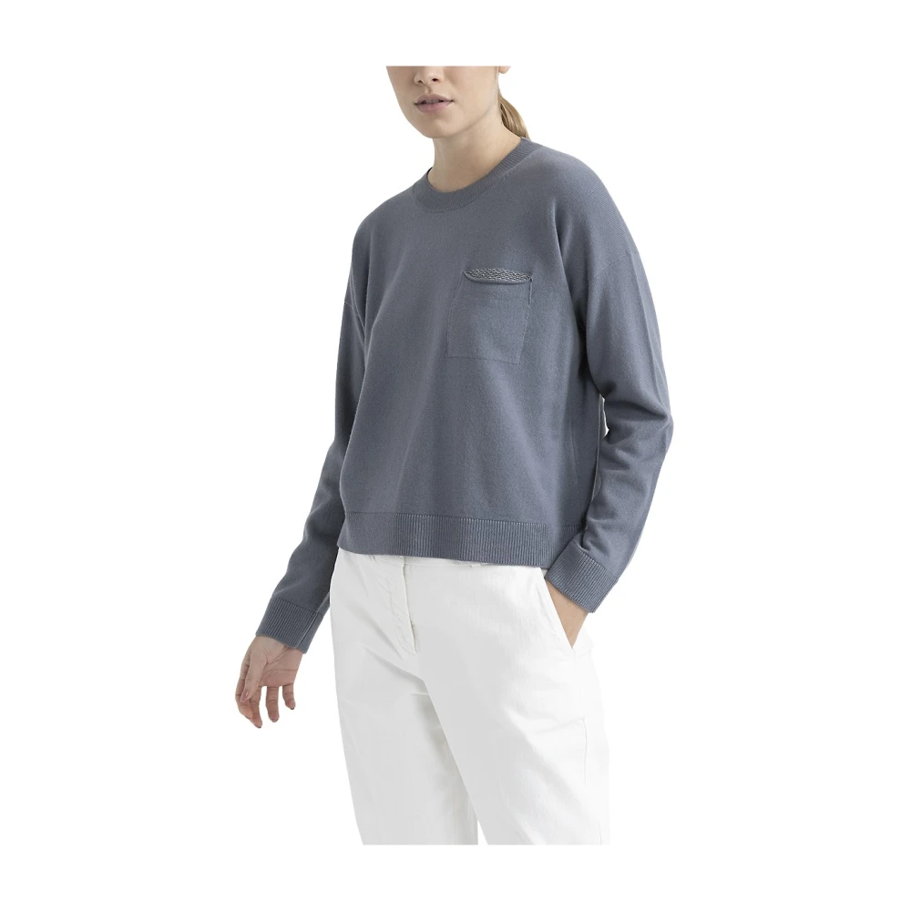 PESERICO Gladgebreide wol zijde en kasjmier trui Gray Dames