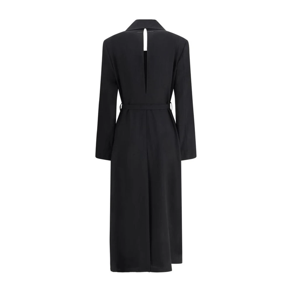 MM6 Maison Margiela Elegante Wollen Trenchcoat met Revers Black Dames