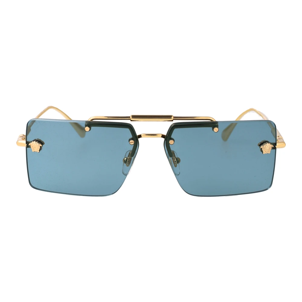 Versace Women's Gold/Blue Ve2245 100280 Woman Sunglasses Metal Squared Normal - Image 5