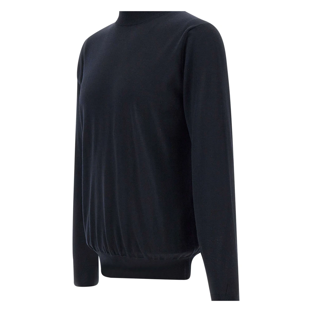 Filippo De Laurentiis Merino Wol Coltrui Trui Navy Blauw Blue Heren