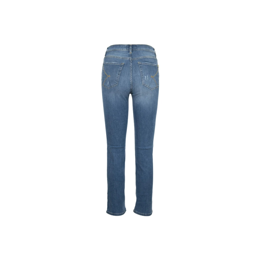 Kaos Gouden Detail Rits Knoop Dames Jeans Blue Dames