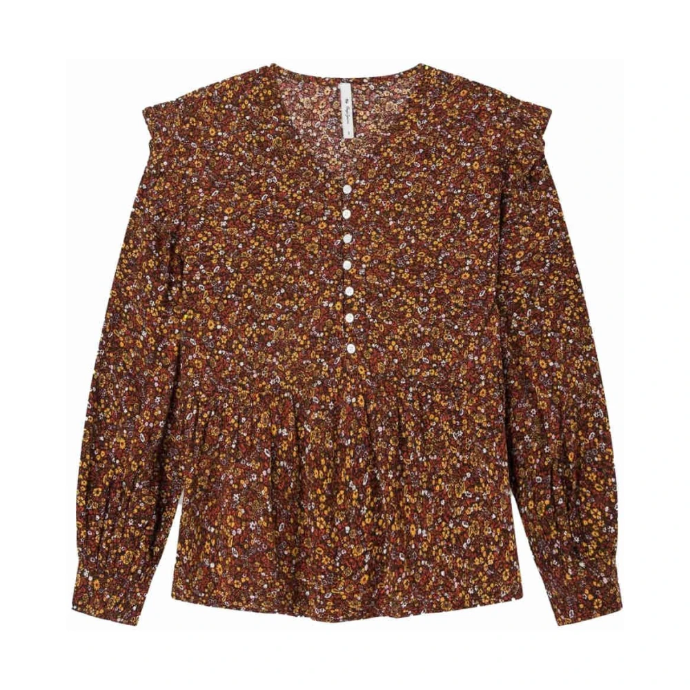 Pepe Jeans Girls Brown Kids Blouses, 12 Y, Flowy Long Sleeve Blouse