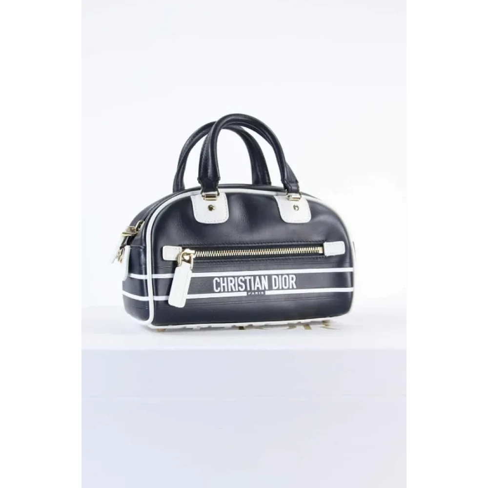 Dior Vintage Pre-owned Leather handbags Blue Dames