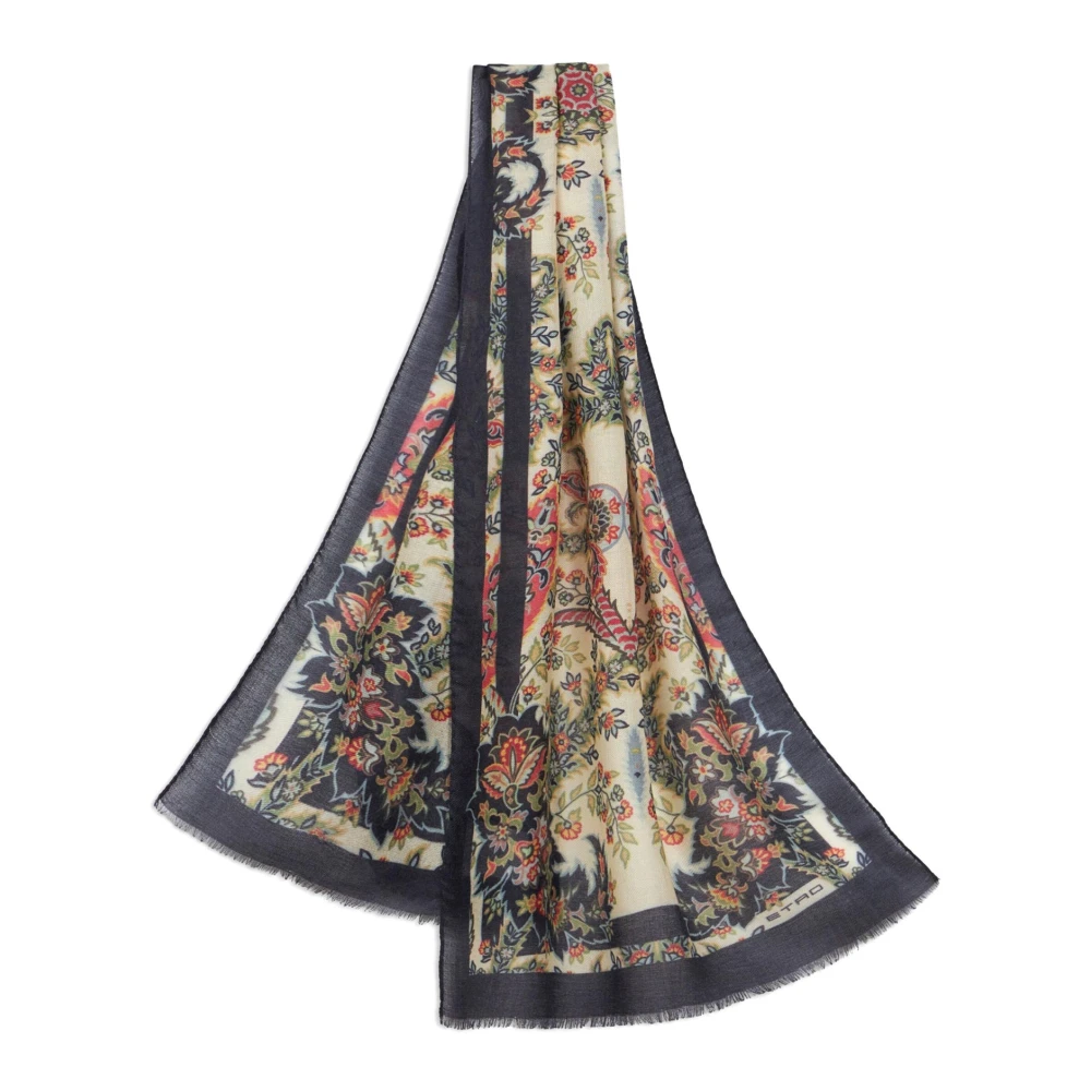 ETRO Bloemen Paisley Kasjmier Zijden Sjaal Multicolor Dames