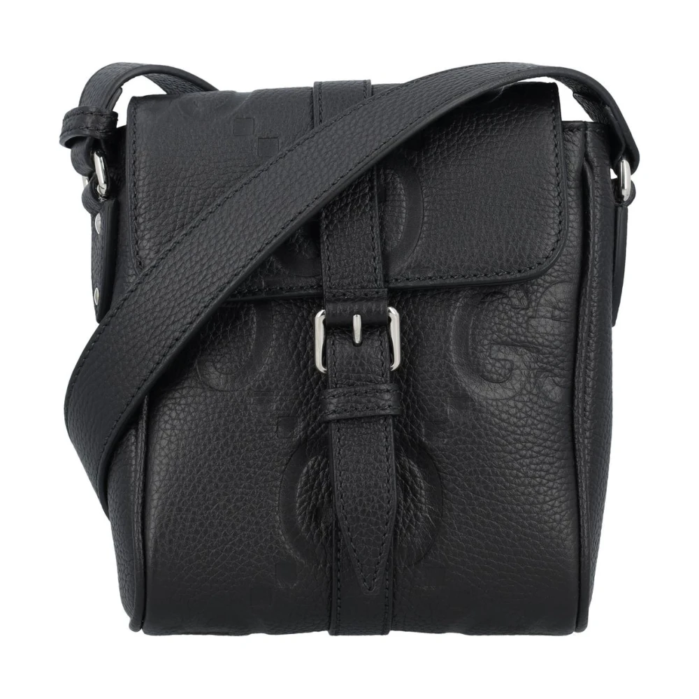 Gucci Svart Gg Embossed Leather Messenger Bag