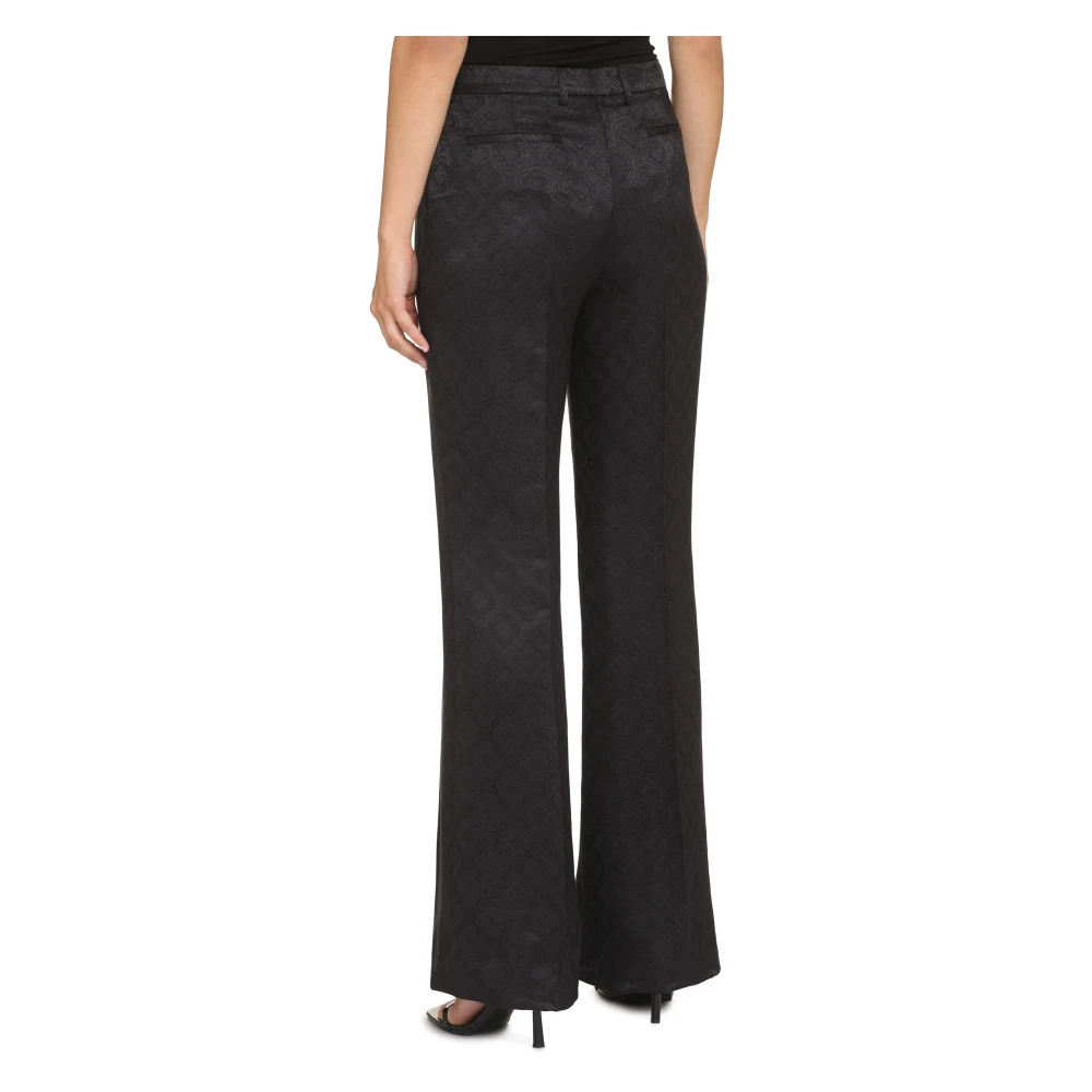 ETRO Flared Broek met Bloemen Jacquard Motief Black Dames