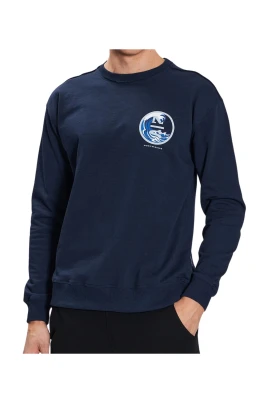 Ekologisk Crewneck Sweatshirt Blå Grafik