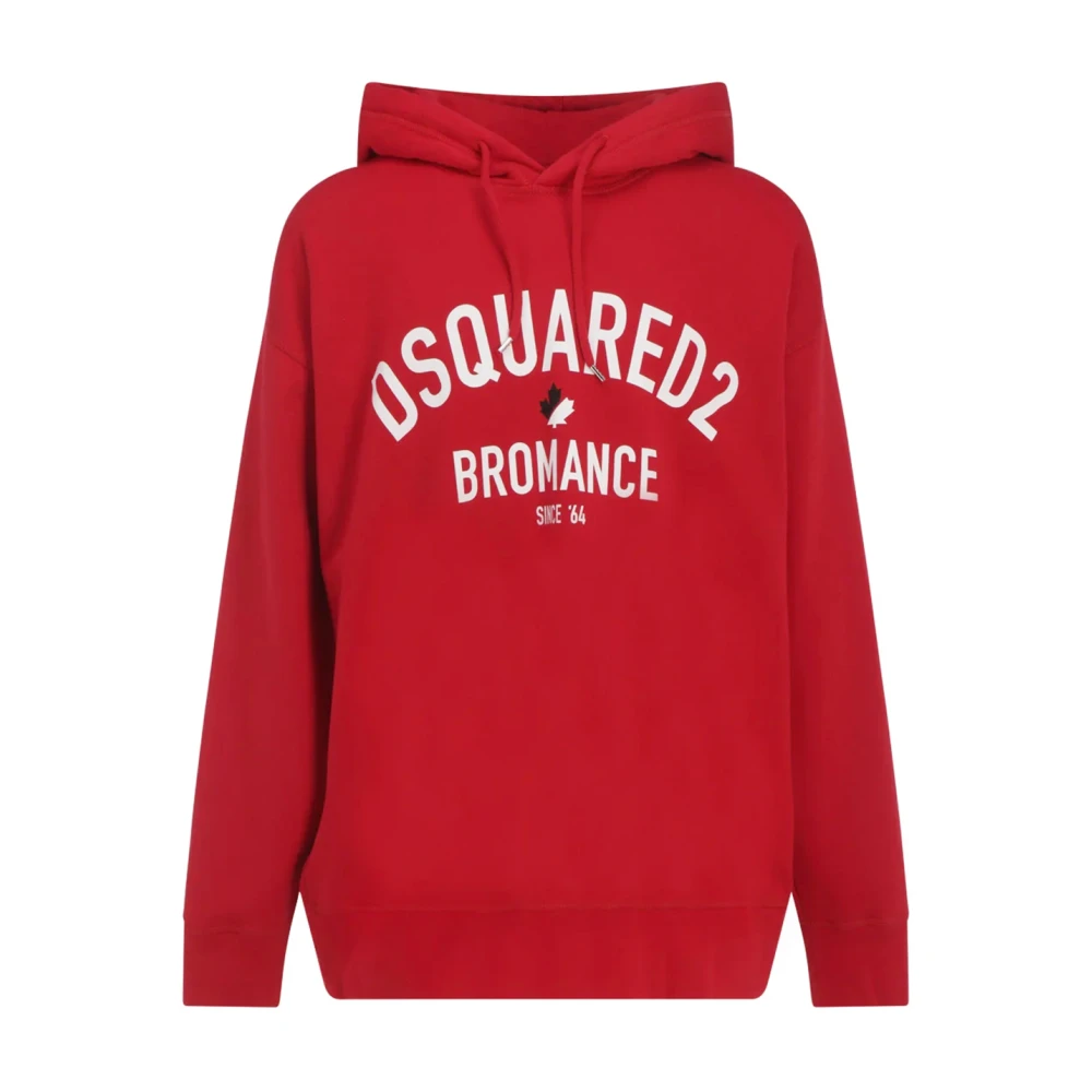 Dsquared2 Men's Red Hoodies,, Oversized Hoodie Sweatshirt Extra Large