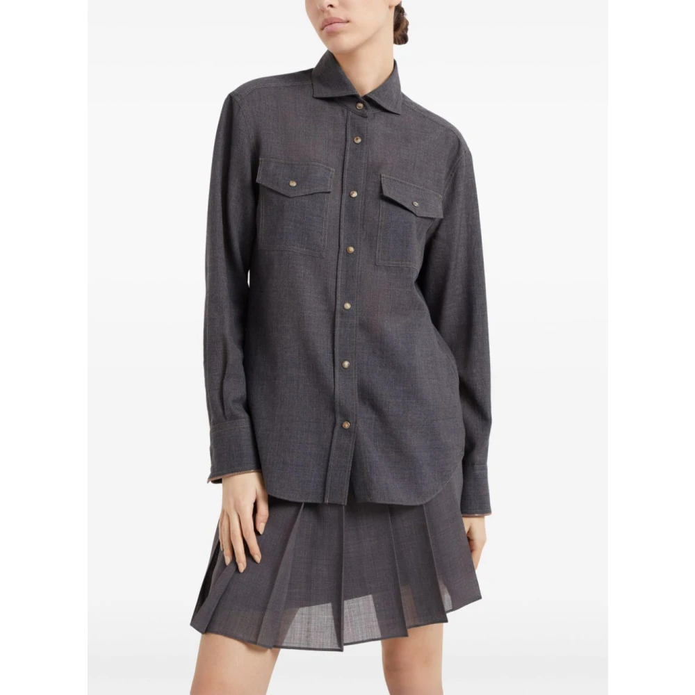 BRUNELLO CUCINELLI Grijze Shirt Gray Dames