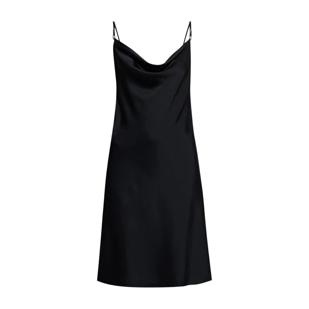 Versace Zwarte Spaghettiband Jurk met Medusa Veiligheidsspeld Black Dames