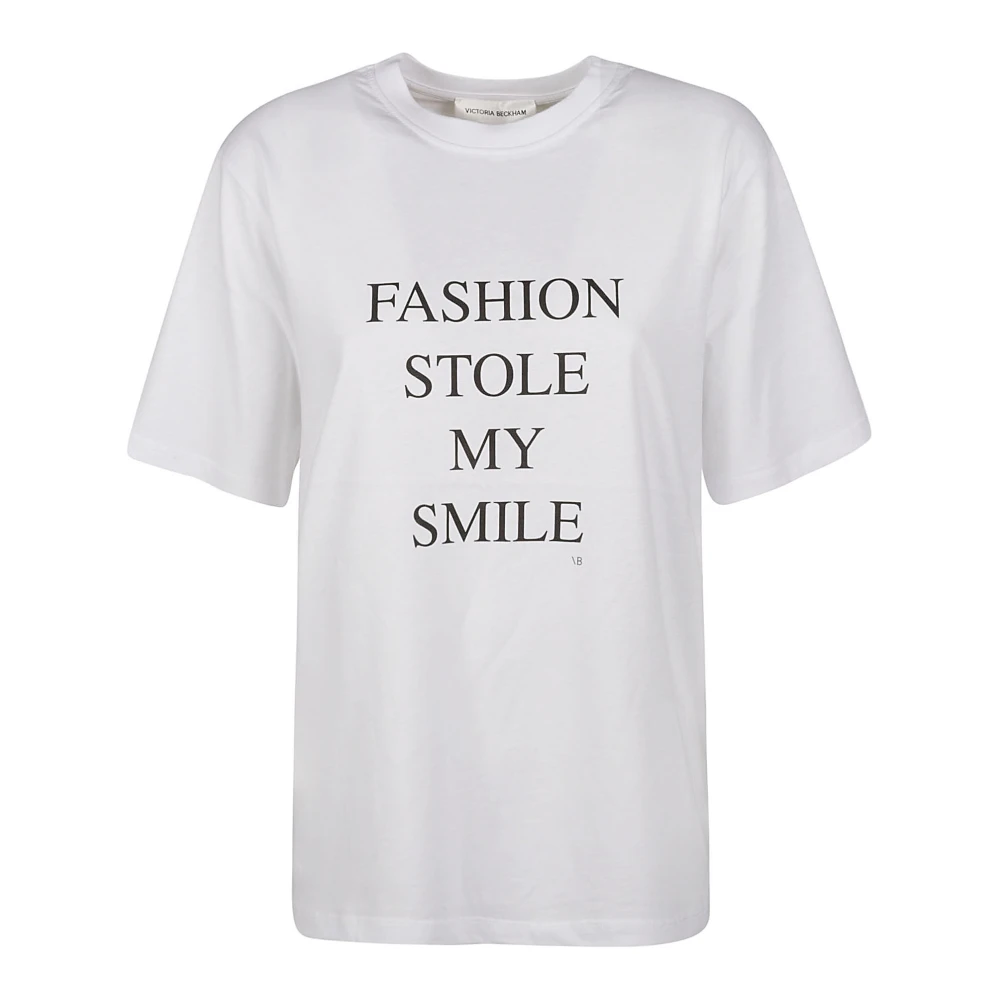 Victoria Beckham 0006 Wit Slogan T-Shirt White Dames