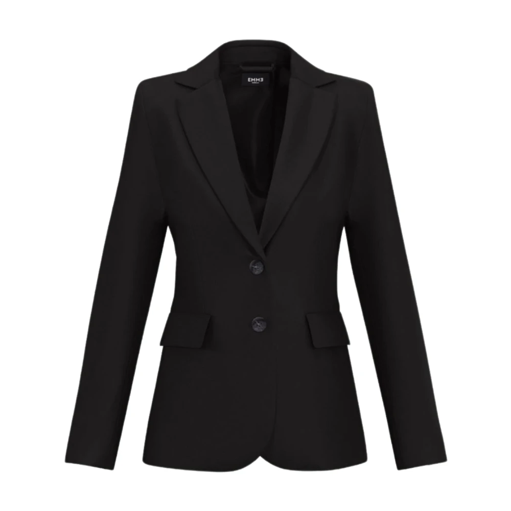 Marella Zwarte Twill Stretch Blazer Jas Black Dames