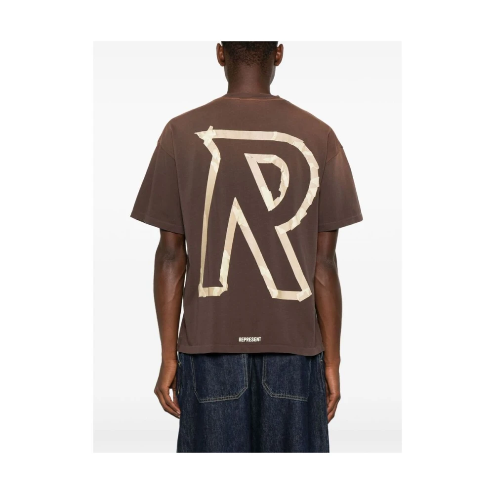 Represent Cedar Brown Logo-Tape T-shirt Brown Heren