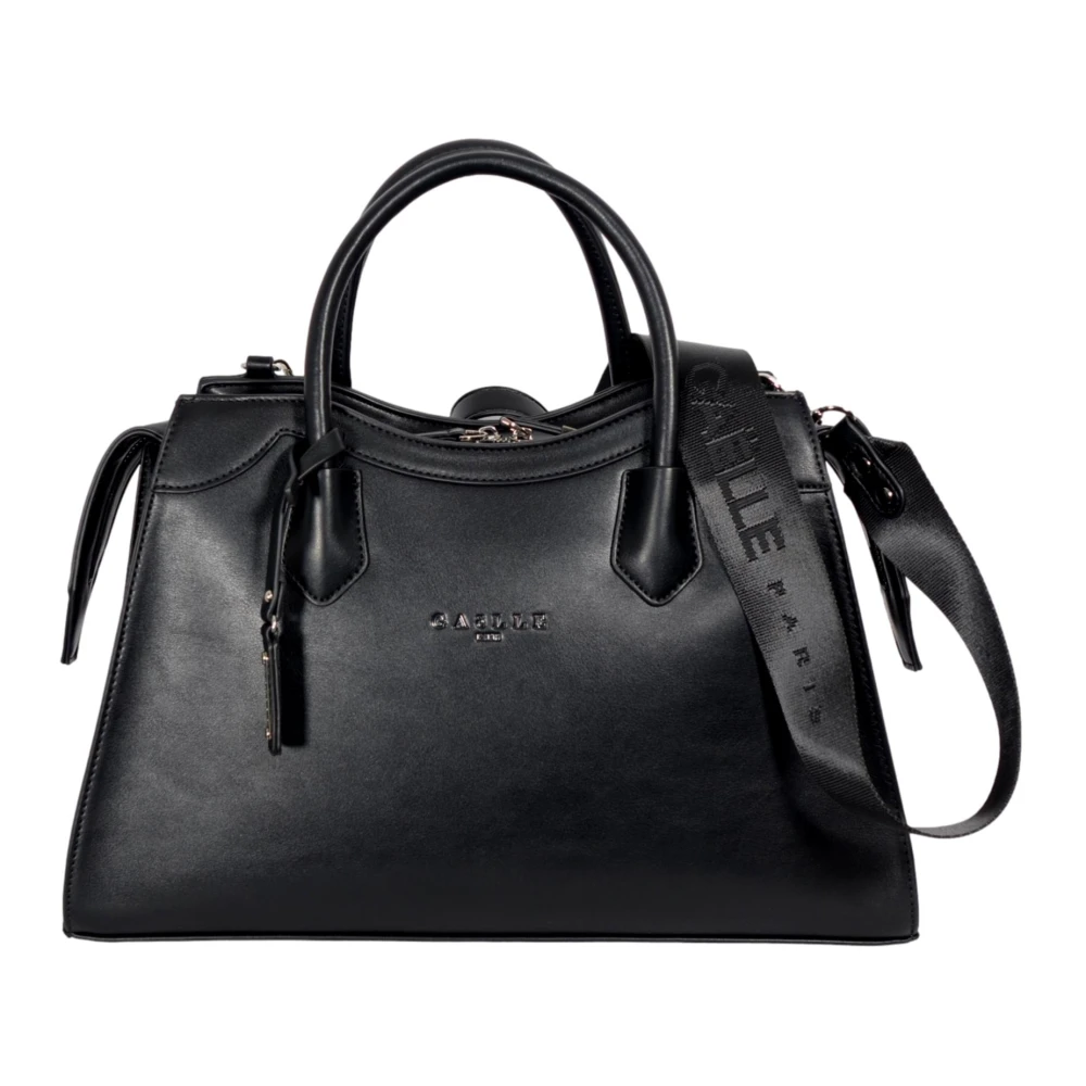 Gaëlle Paris Zwarte Eco Leren Schouder Shopper Tas Black Dames
