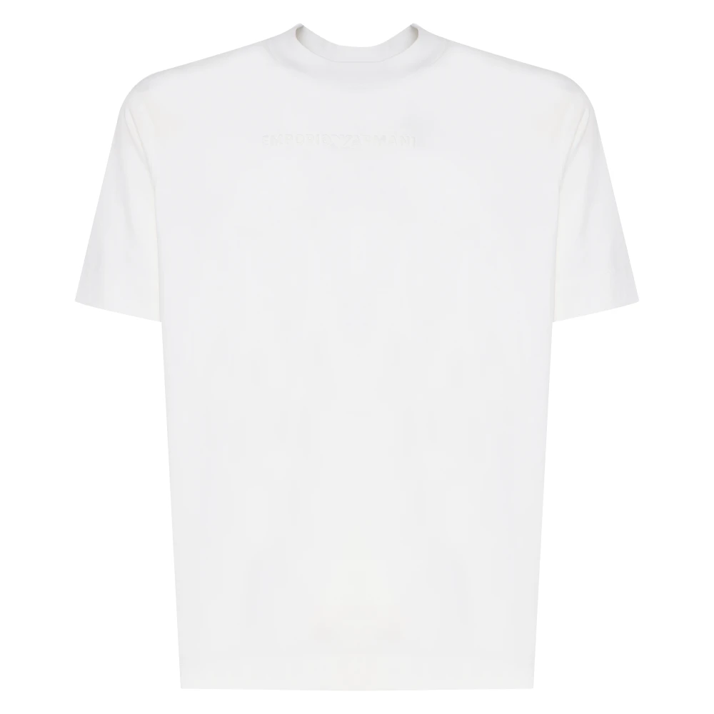 Emporio Armani Witte Katoenen T-shirt Ronde Hals Korte Mouwen White Heren