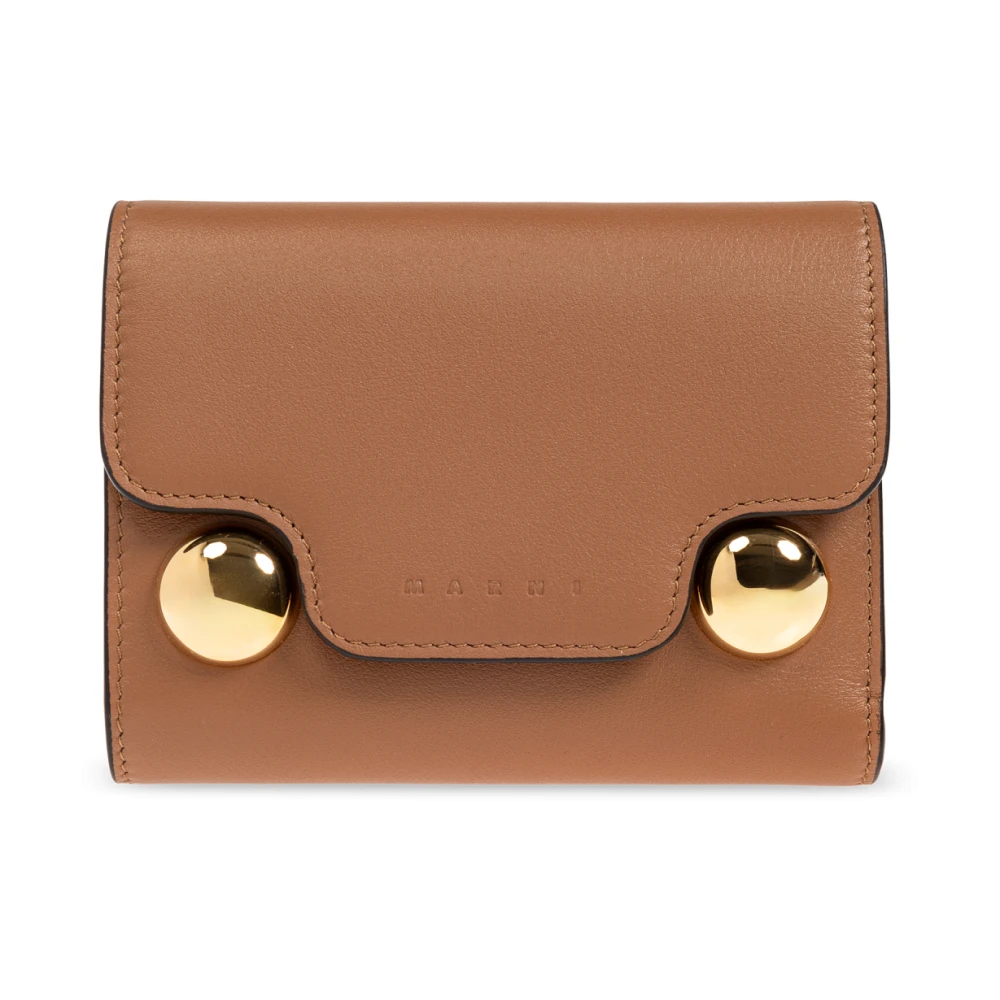 Marni Leren portemonnee Brown Dames