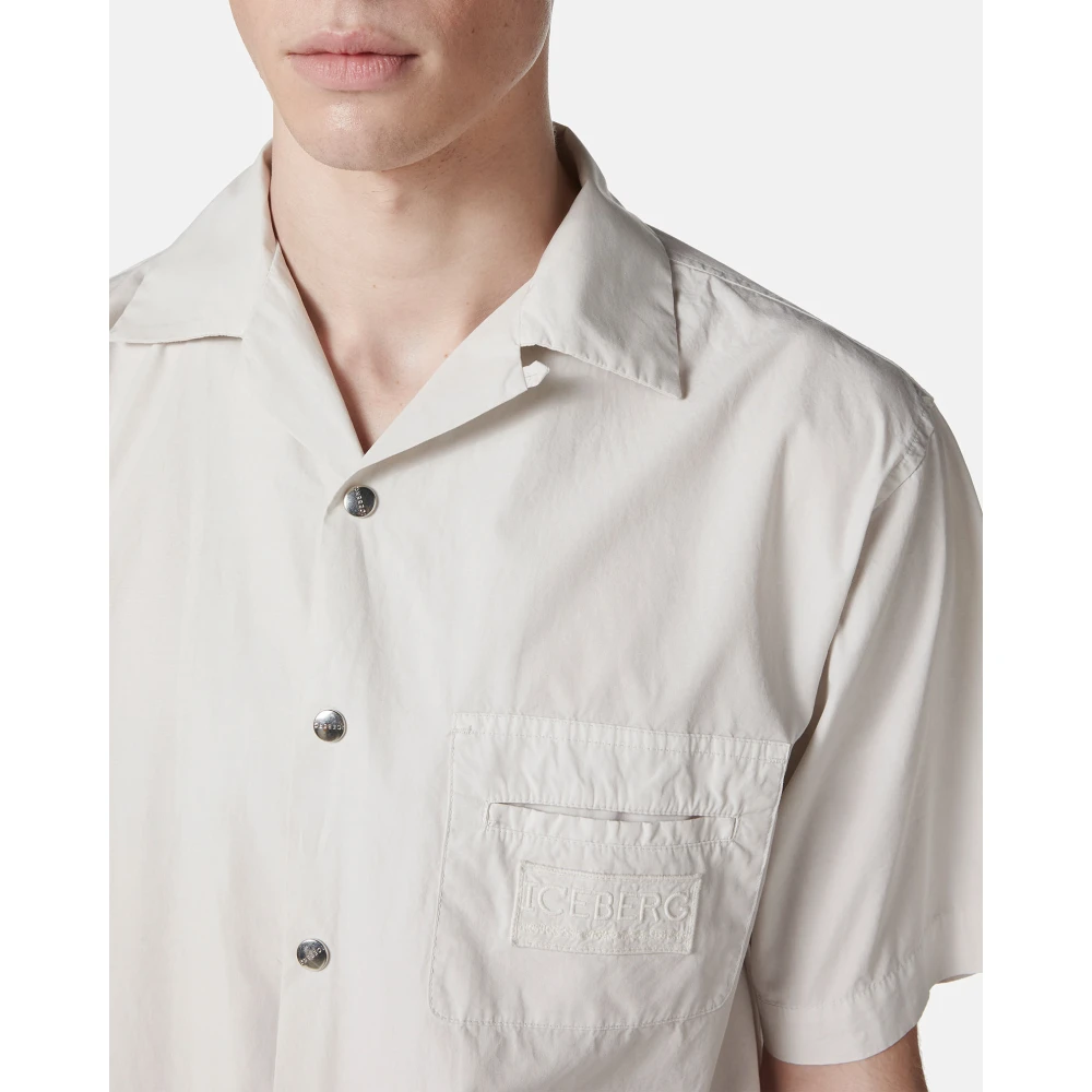 Iceberg Poederkleurig shirt korte mouw regular fit Beige Heren