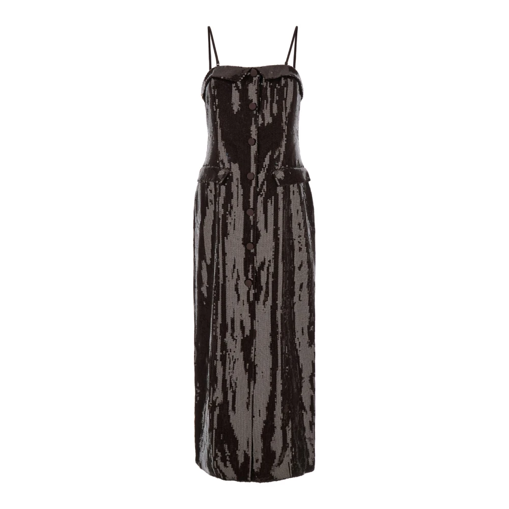 Rotate Birger Christensen Bruine Slim Midi Jurk Brown Dames