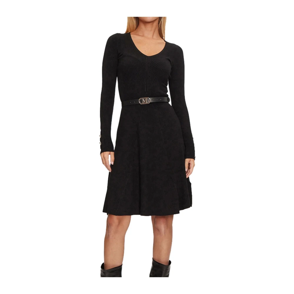 Guess Zwarte Geribbelde Luna Jurk Black Dames