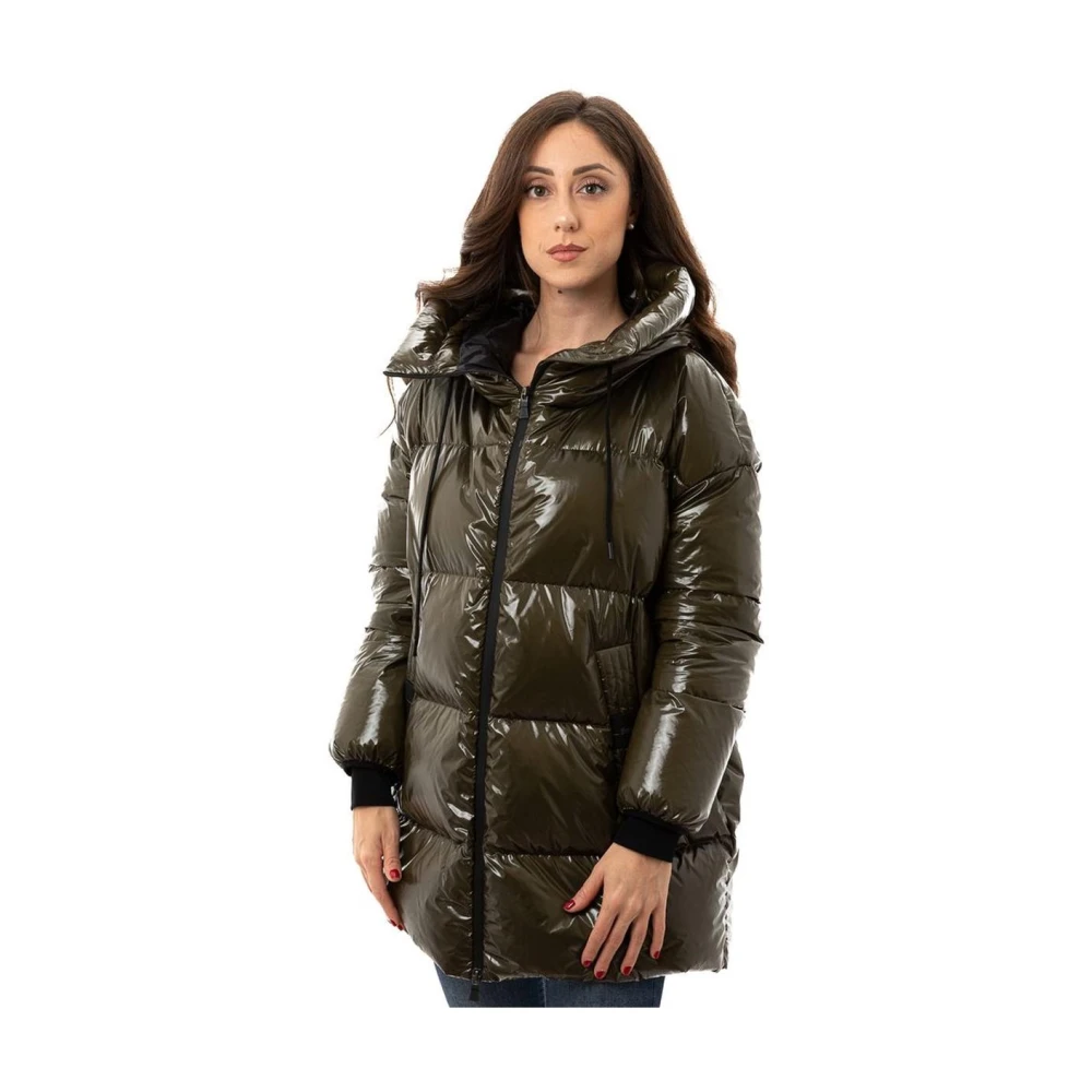 Herno Women's Green Hooded Padded Jacket