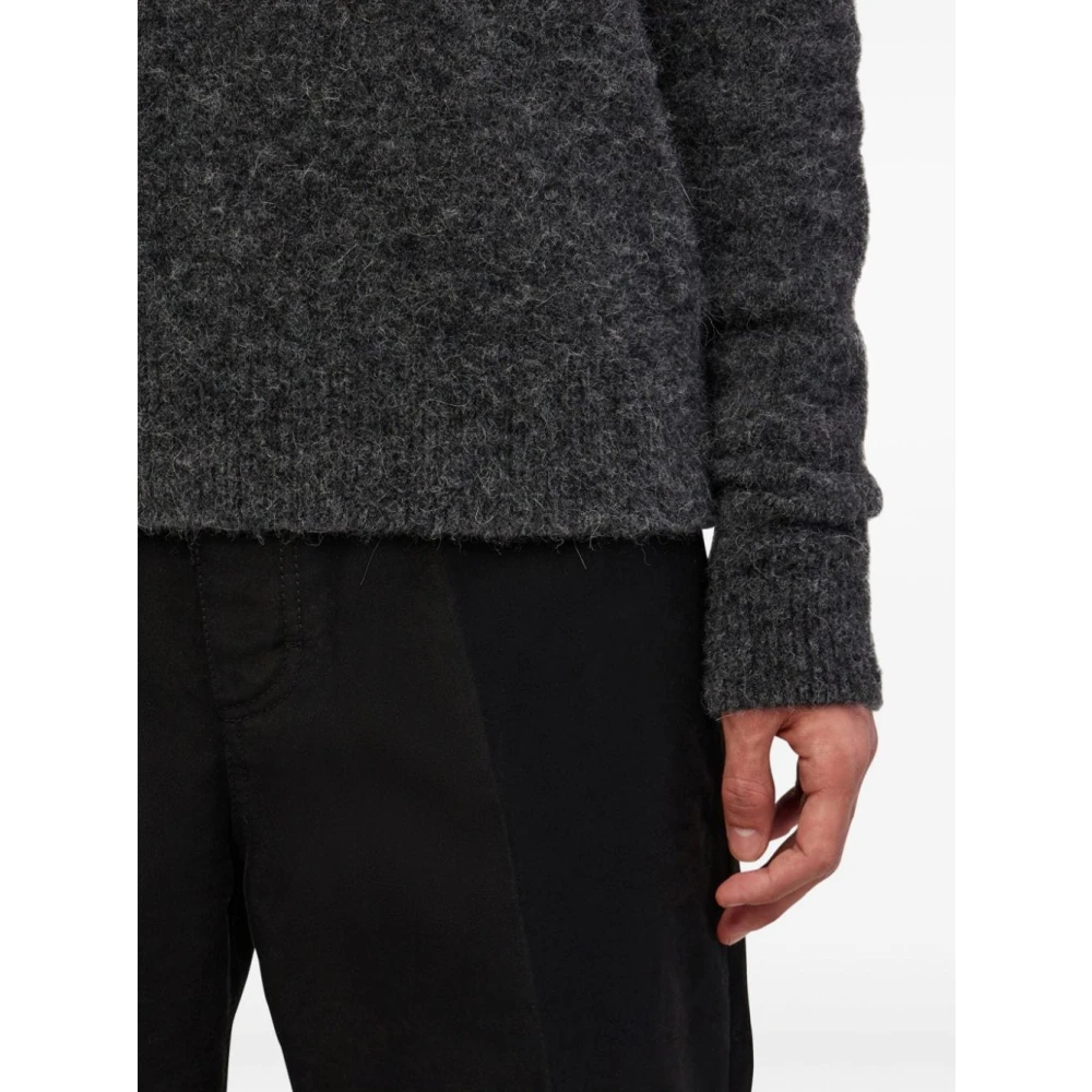 Salvatore Ferragamo Alpaca Cashmere Silk V-Neck Sweater Gray Heren