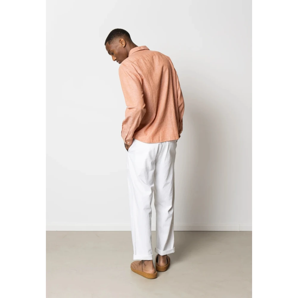 Clean Cut Overhemd- CC Jamie Cotton Linen Shirt L S Orange Heren