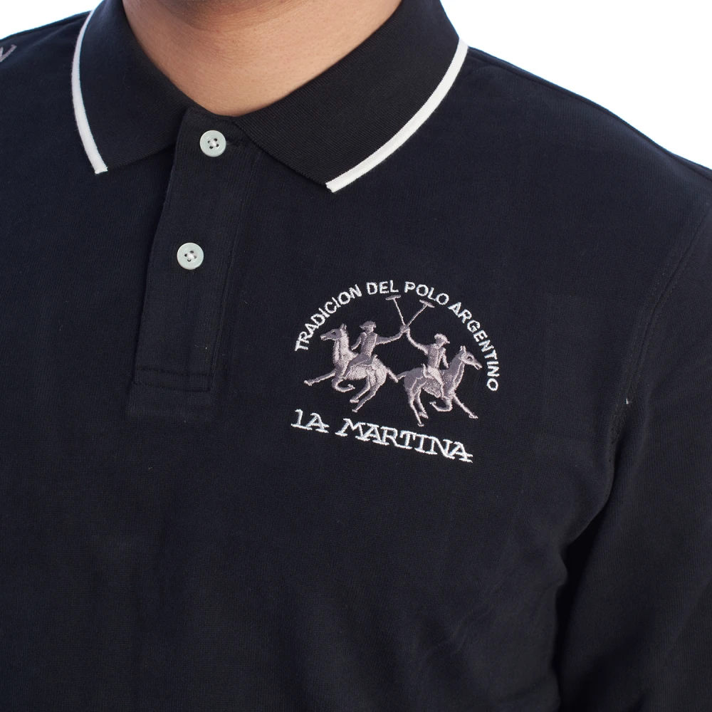 LA MARTINA Lange mouw poloshirt Black Heren