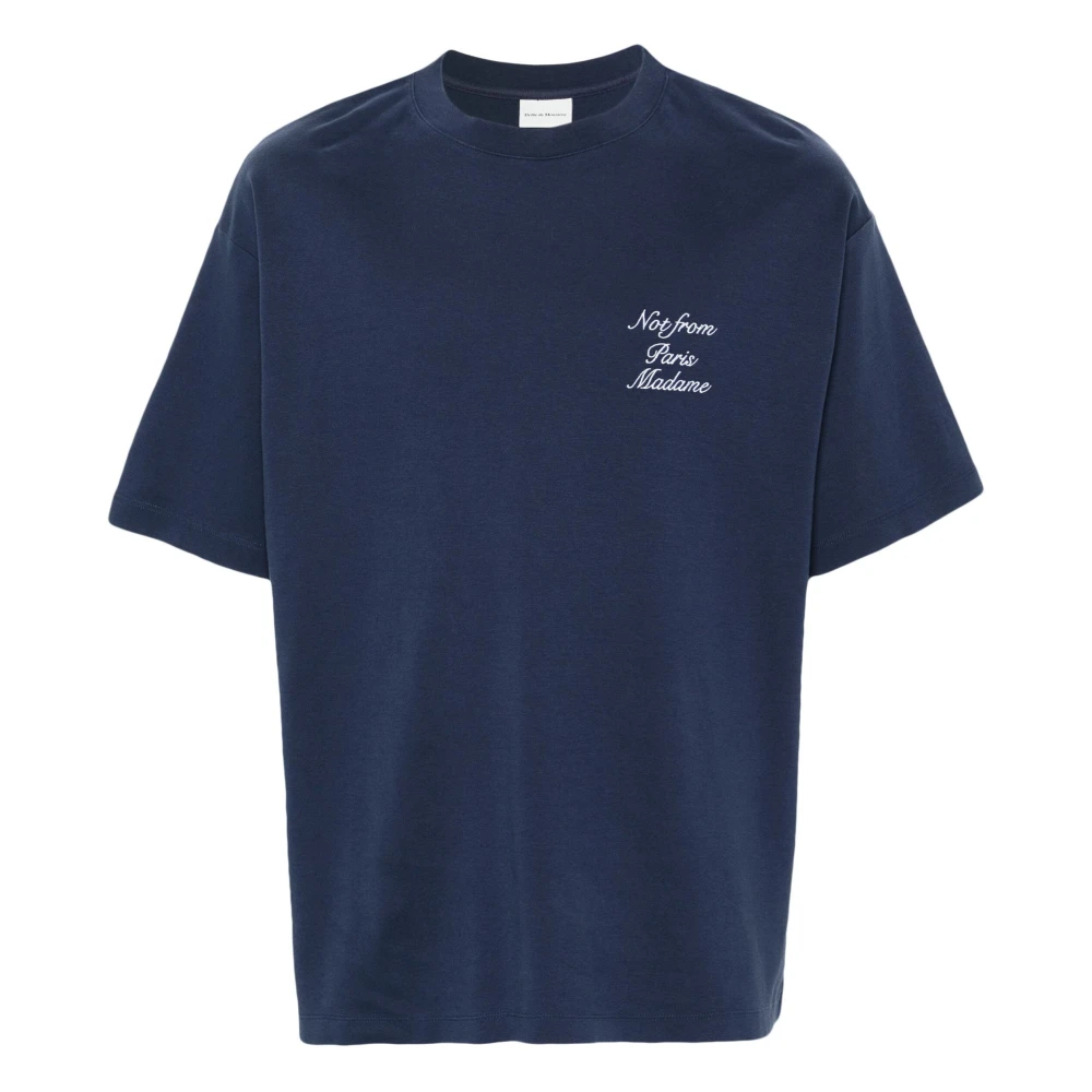 Drole de Monsieur Blauw Gekalligrafeerd Slogan T-shirt Blue Heren