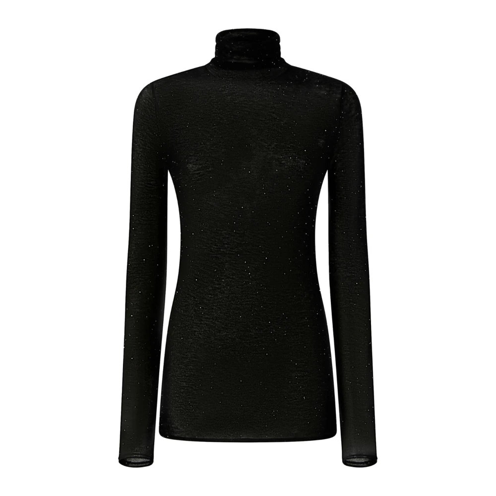 Pinko , Turtlenecks, Female, Black, M, Ultrafine Knit With Micropaillettes