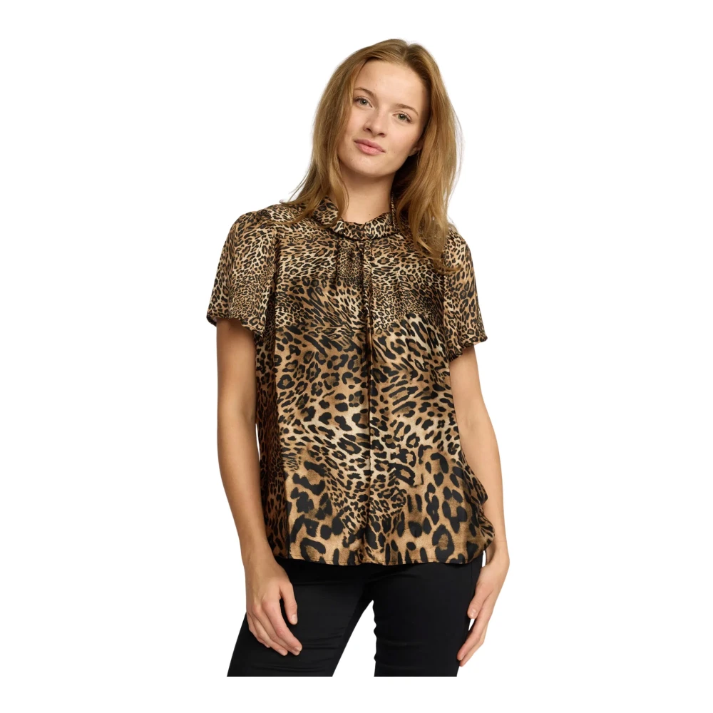 2-Biz Bloes met lange mouwen en V-hals Brown Dames