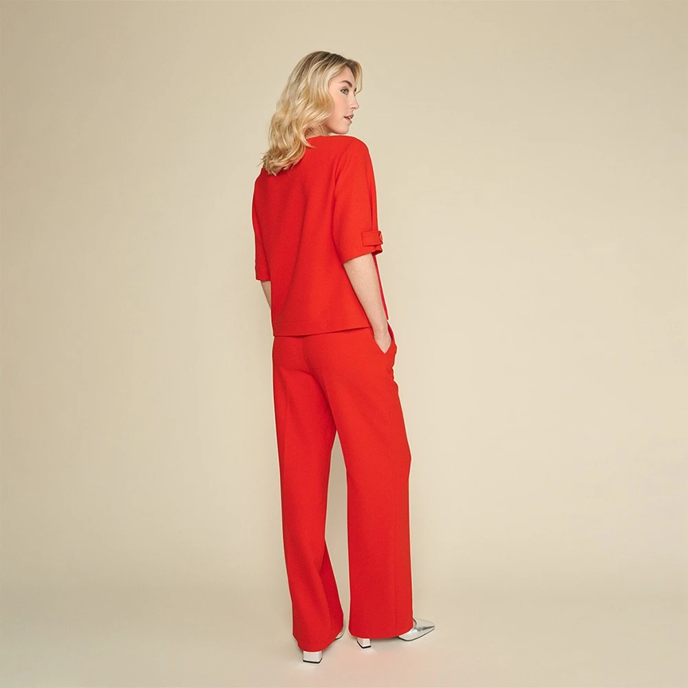 Marie Méro Rode V-Hals Blouse Tuniek Red Dames
