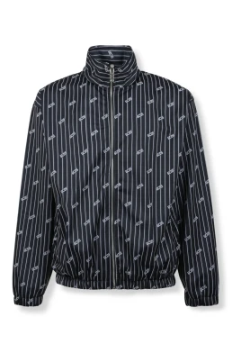 Pinstripe Jacket with All-Over Logo