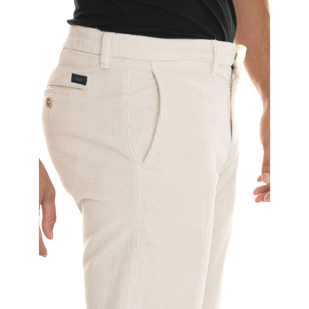 Fay Fluweel Rib Chino Broek Beige Heren