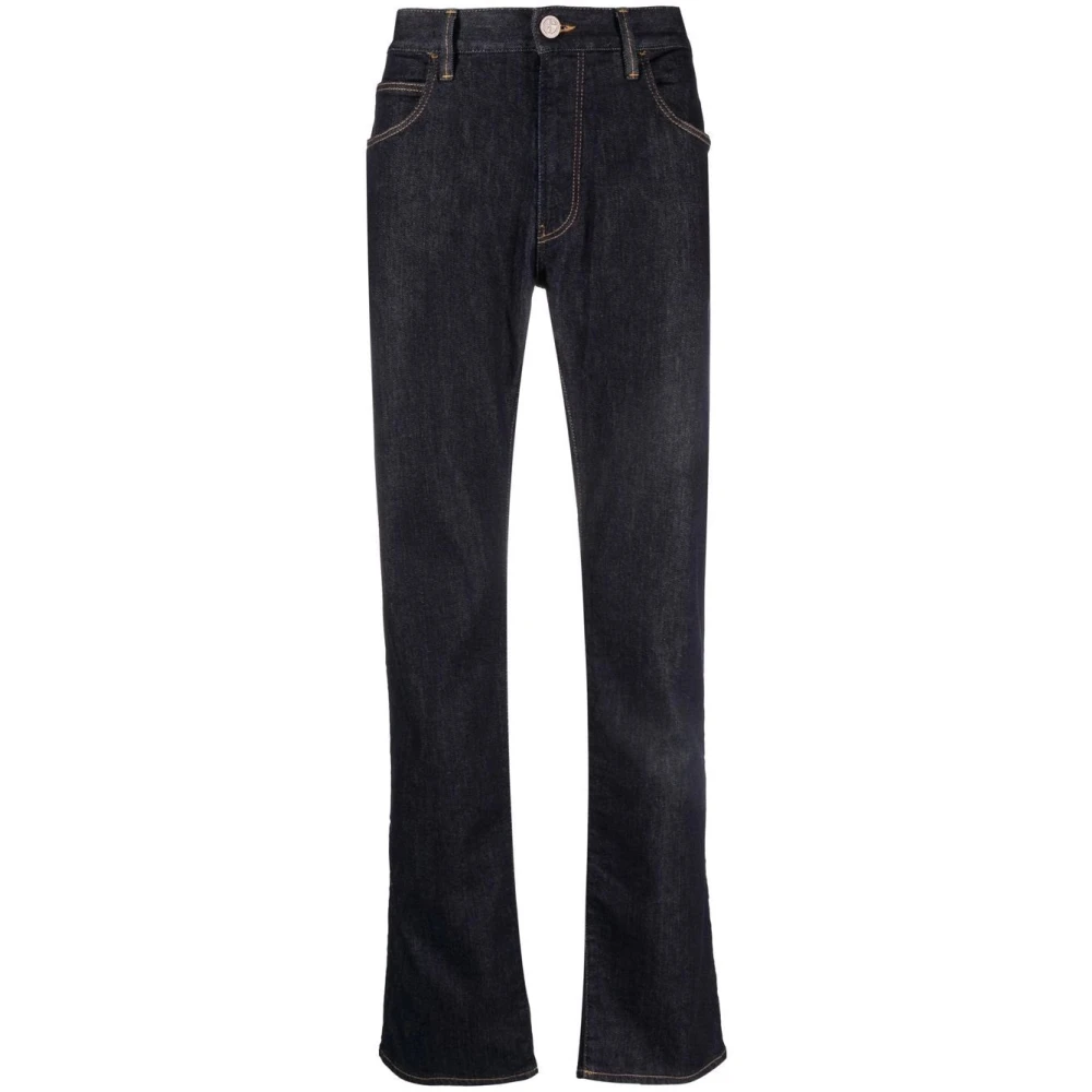 Giorgio Armani Blauwe Straight Jeans met 5 Zakken Blue Heren