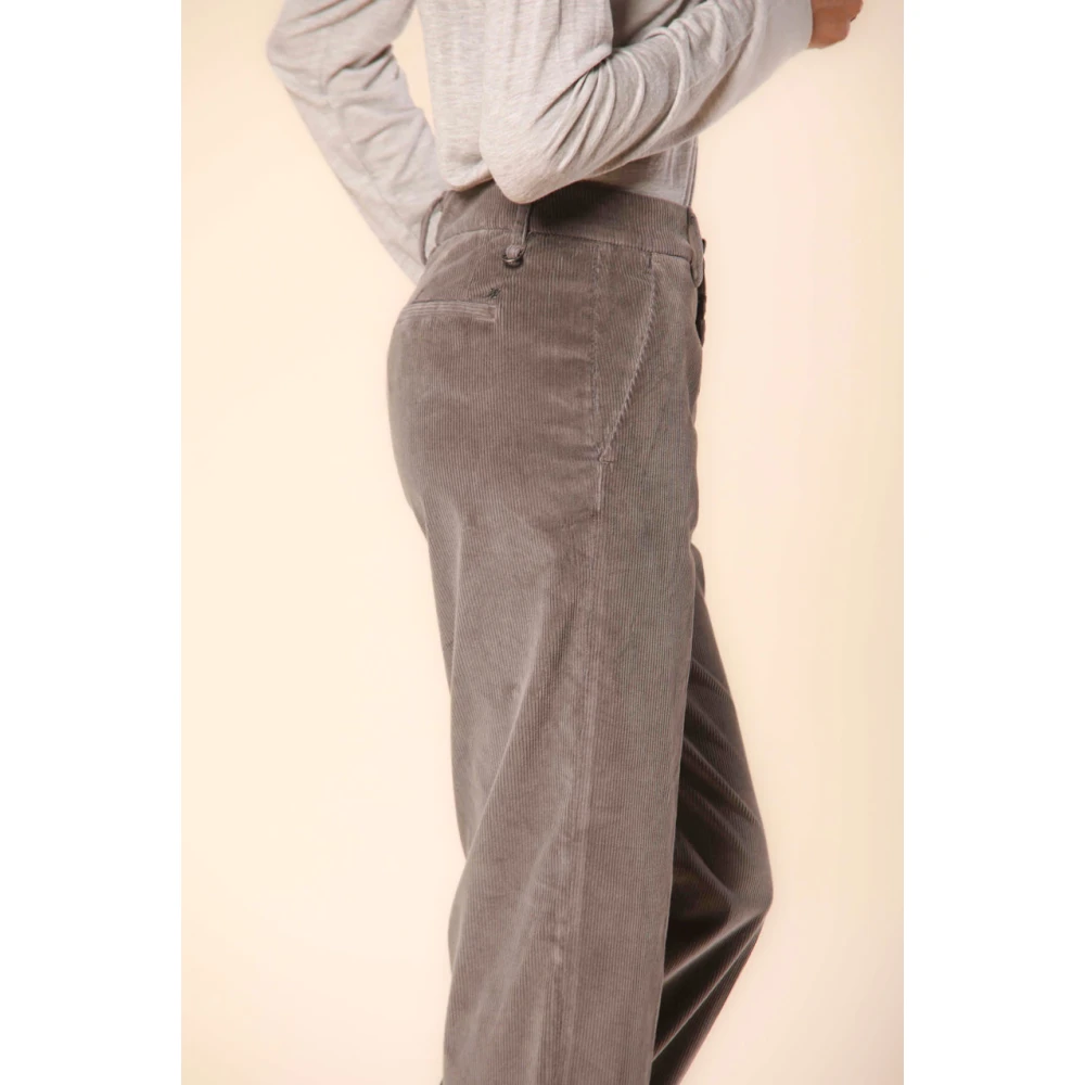 Mason's Fluweelrib Straight Fit Chino Broek Gray Dames