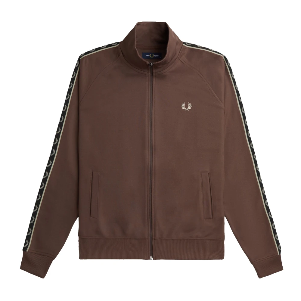 Fred Perry Contrast Tape Track Jacket Brown Heren