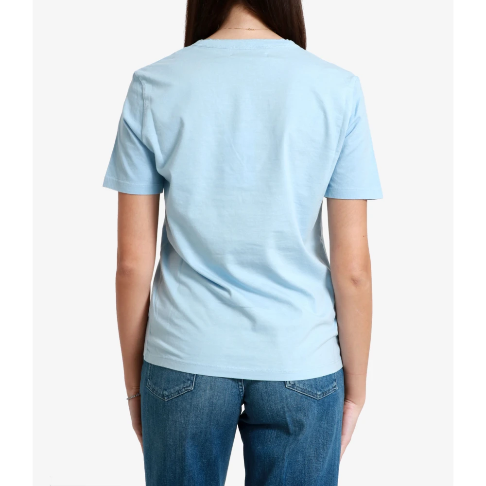 Mauro Grifoni Lichtblauw V-Hals Katoenen T-Shirt Blue Dames