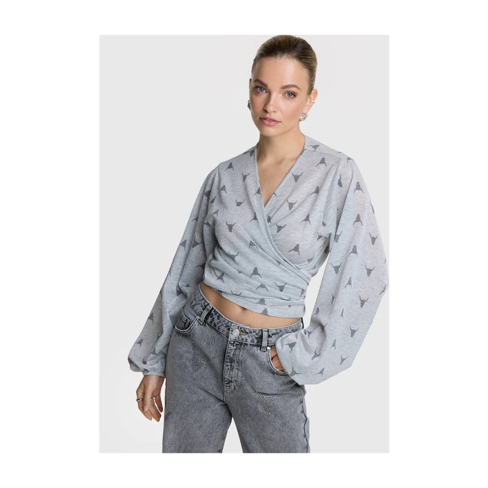 Alix The Label Transparante Bull Wrap Top Gray Dames
