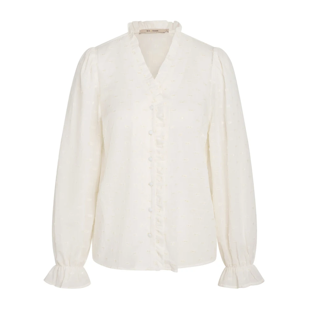 RUE de Femme Vrouwelijk Shirt met Ruches Off White Dames