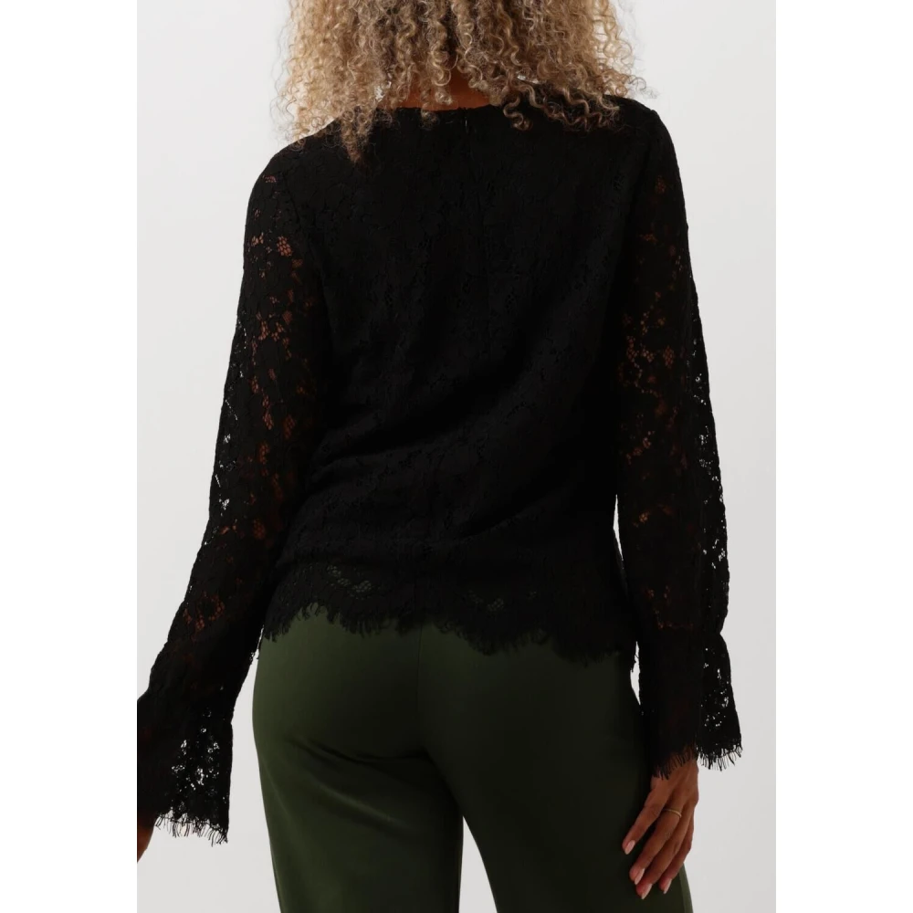Y.A.S Zwarte Kant Top Elegante Stijl Black Dames
