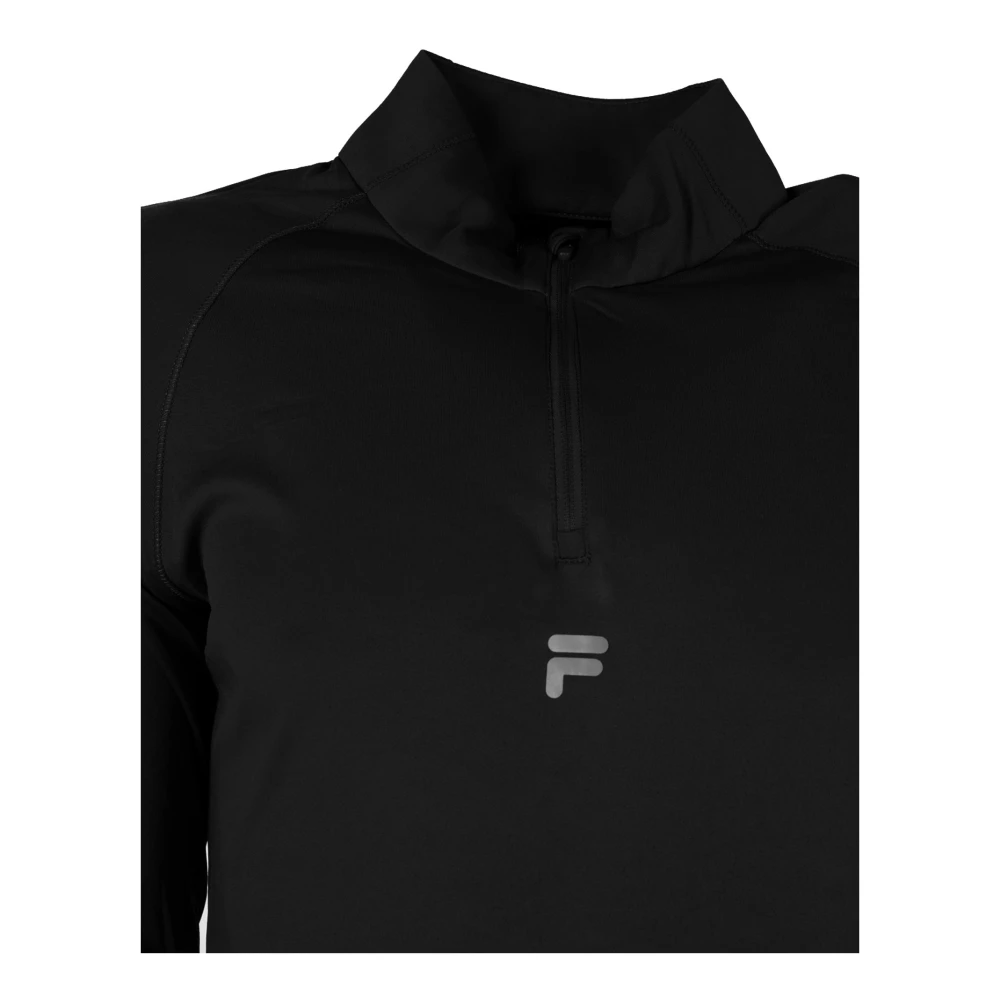 Fila Heren Aansluitend Polo Shirt met Rits en Verstelbare Koordjes Black Heren