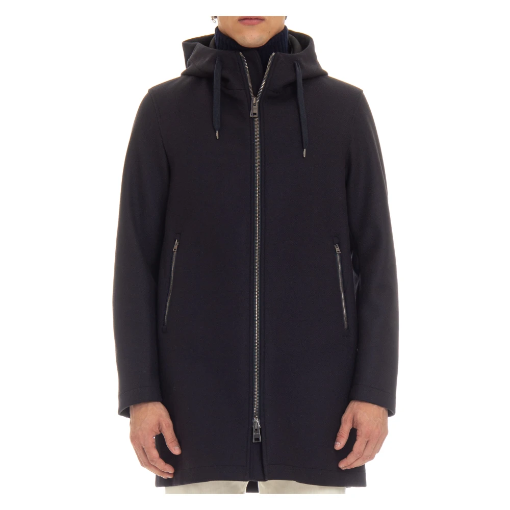 Herno Blauwe Zip Parka met Neopreen Voering Blue Heren