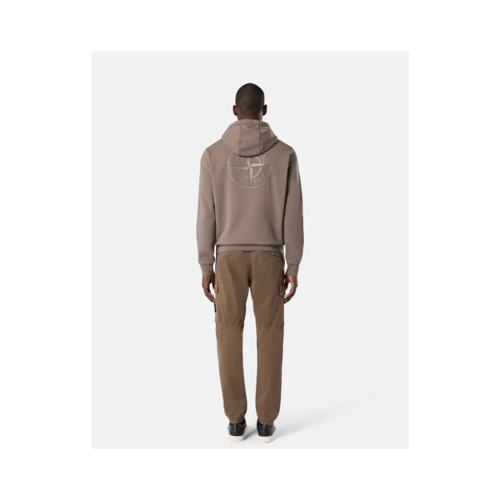 Stone Island Bruine hoodie met logoprint Brown Heren