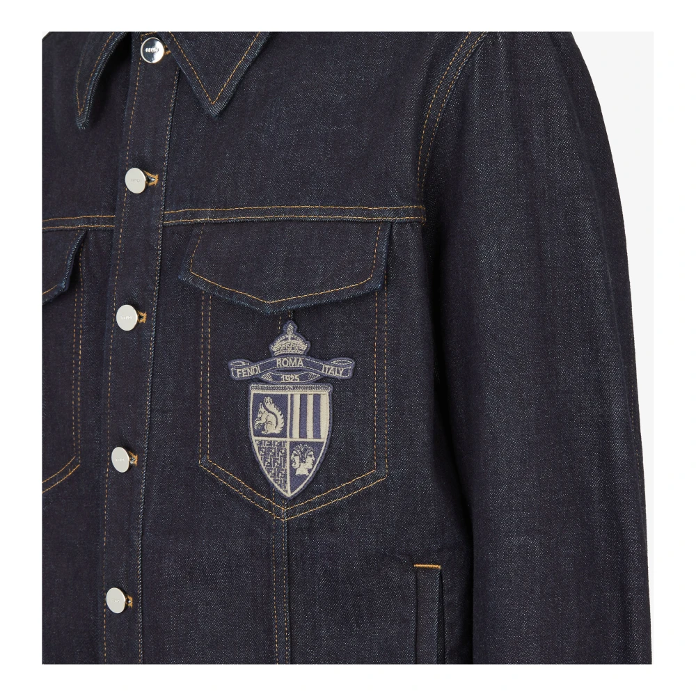 Fendi Blauwe spijkerjas met overhemdkraag Blue Heren