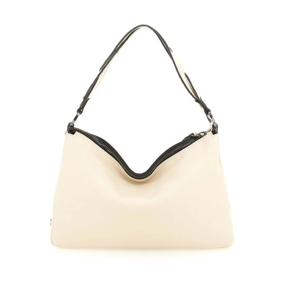 Gabs Leren schoudertas met ritssluiting Beige Dames